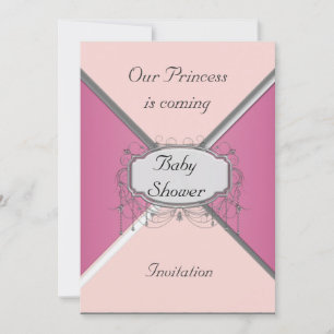 Girl Baby Shower Party Pink Silver  Invitation