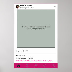 Girl Baby Shower Party Prop Photo Booth Frame Poster