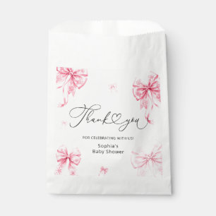 Girl Baby Shower Pink Bow Thank You Favour Bag