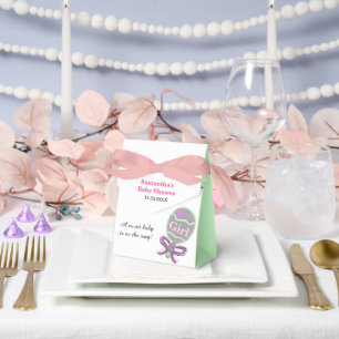 Girl Baby Shower Pink Green Rattle Favour Box