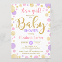 Girl Baby Shower - Pink Purple Gold Dots
