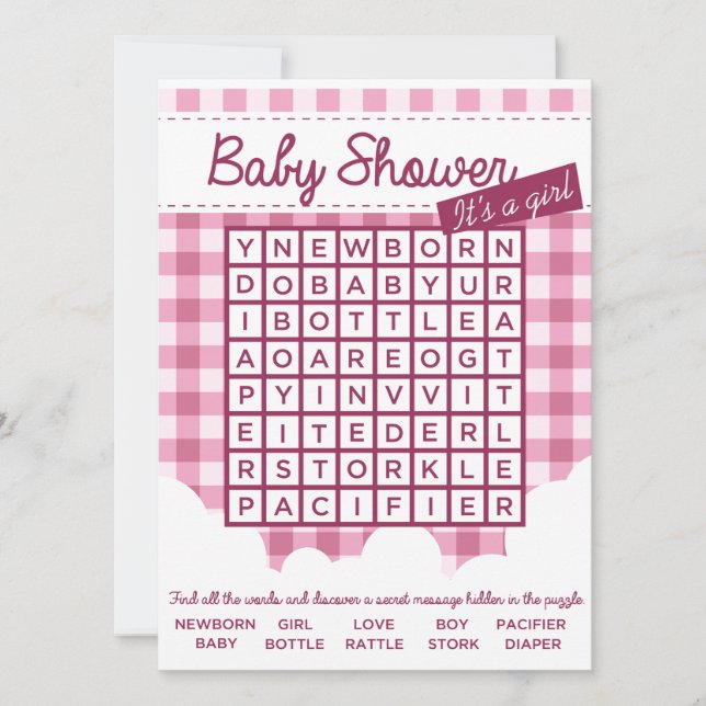 girl baby shower puzzle invitation (Front)