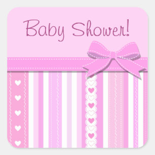 Girl Baby Shower Square Sticker