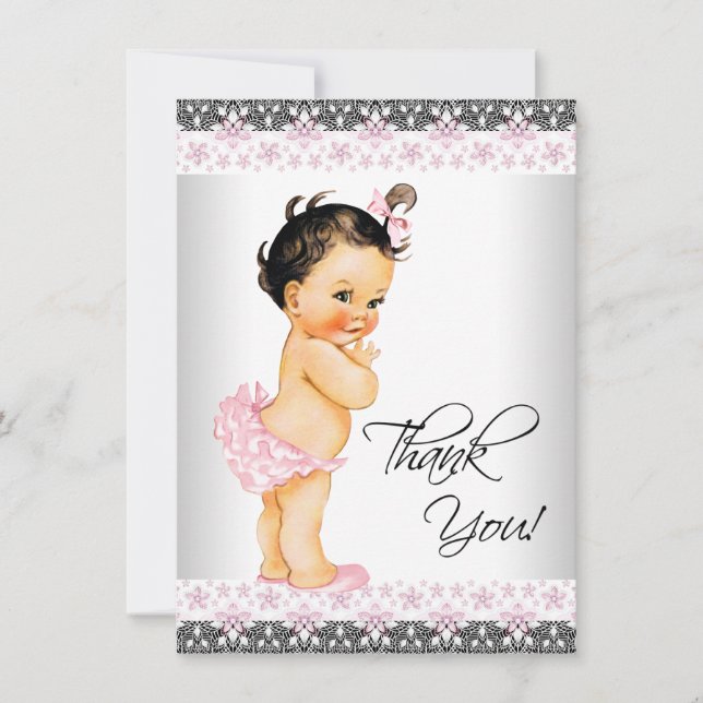 Girl Baby Shower Thank You Card (Front)