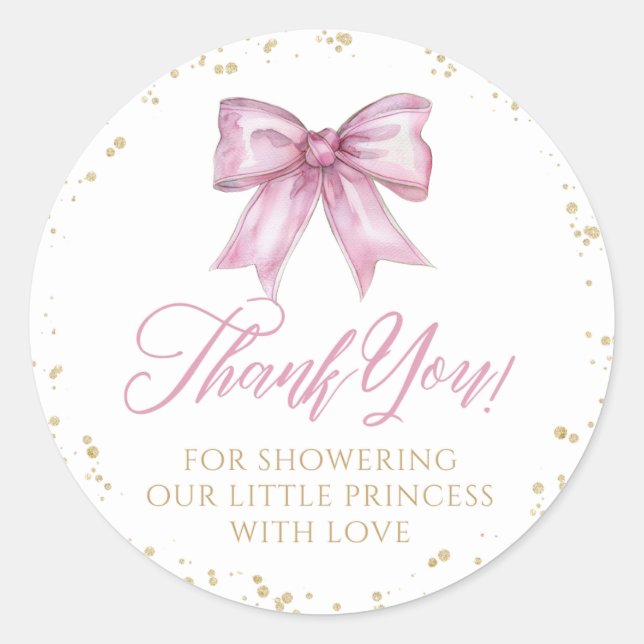 Girl Baby Shower Thank You Sticker for Baby Shower (Front)