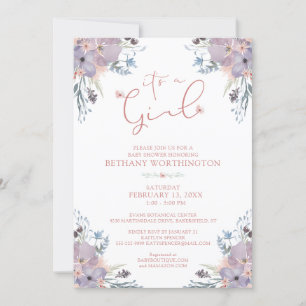 Girl Baby Shower Watercolor Wildflowers Invitation