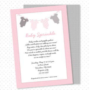 Girl baby sprinkle clothesline invitation
