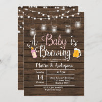 Girl BabyQ invitation Coed BBQ Baby brewing invite