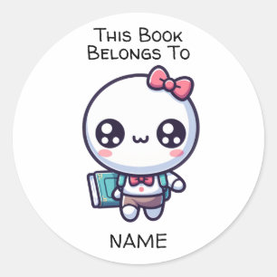 Girl Back to School Books Belong To Classic Round Sticker