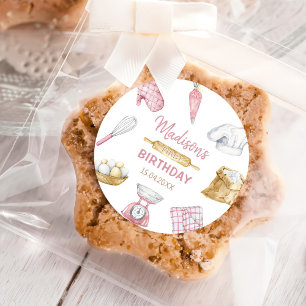 Girl Baking Cooking 1st Birthday Party Classic Round Sticker