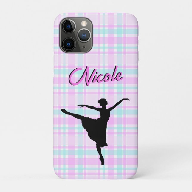 Girl Ballerina Ballroom Dance Plaid Pastel Case-Mate iPhone Case (Back)