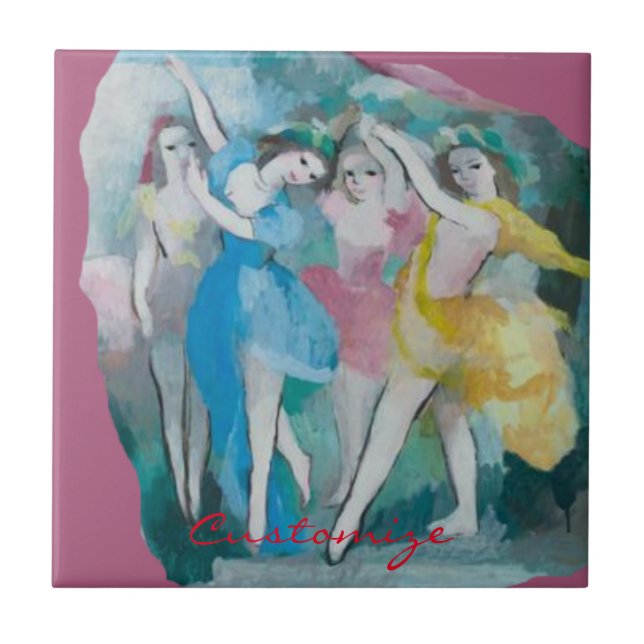 Girl Ballerina Dancers Thunder_Cove Ceramic Tile (Front)