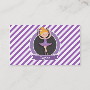 Girl Ballet Dancer; Ballerina; Purple & White Business Card