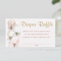 Girl Balloon Diaper Raffle Tickets