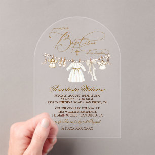 Girl Baptism Christening Elegant Invitation