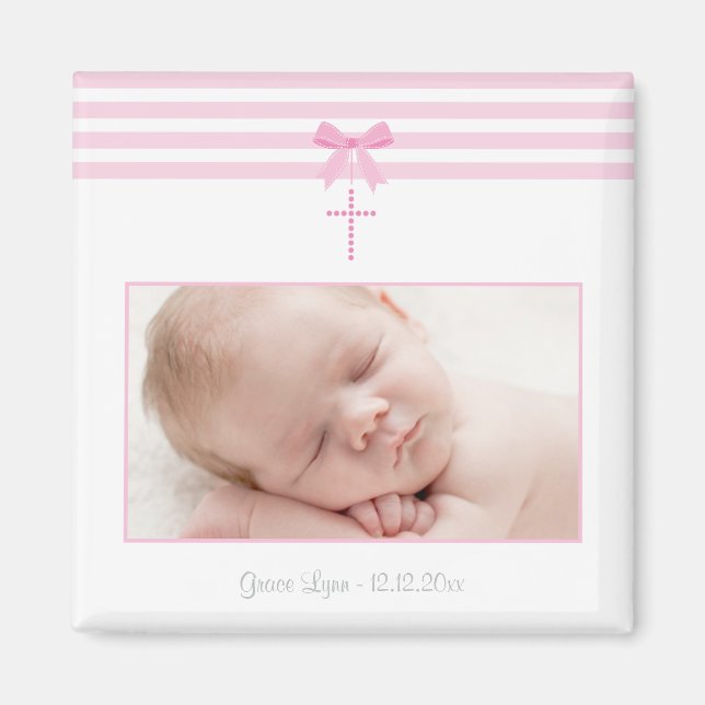 Girl Baptism/Christening Favour - Photo Magnet (Front)