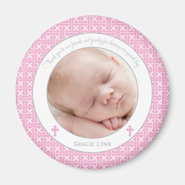 Girl Baptism/Christening Favour - Photo Magnet (Front)