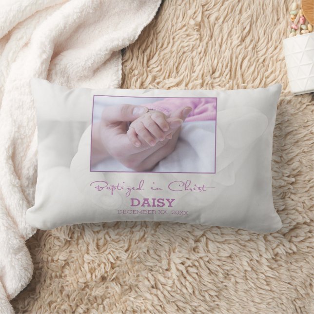 Girl Baptism Congratulations for Baby Personalised Lumbar Cushion (Blanket)