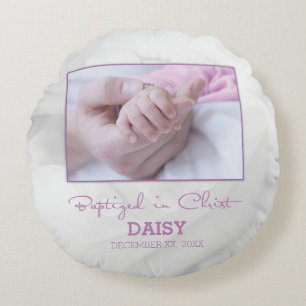 Girl Baptism Congratulations for Baby Personalised Round Cushion