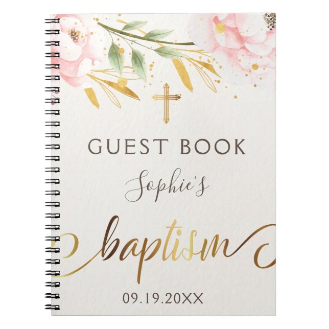 Girl Baptism Floral Guest Book (Front)