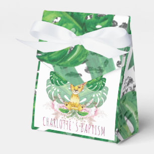 Girl Baptism or Birthday Lion Illustration Favour Box
