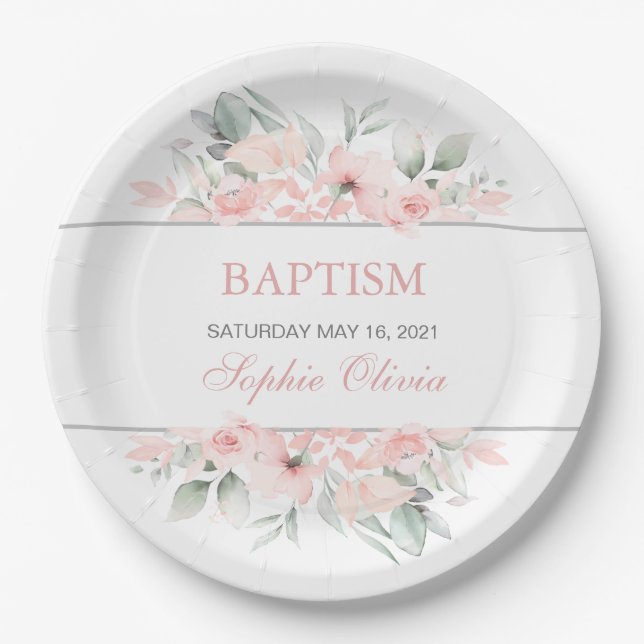 Girl Baptism Party Supplies Tableware Paper Plate (Front)