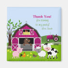 Girl Barnyard Farm Animals Thank You Magnet