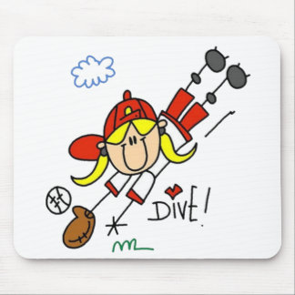 Girl Baseball Player Stick Figure Mouse Pad