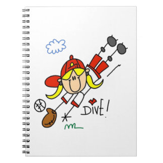 Girl Baseball Player Stick Figure Notebook