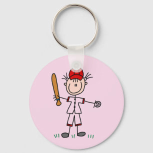 Girl Baseball Player Tshirts and Gifts Key Ring