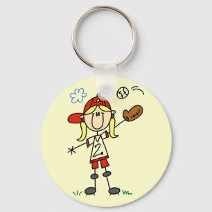Girl Baseball Player Tshirts and Gifts Key Ring
