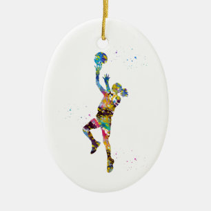 Girl basketball player ceramic ornament