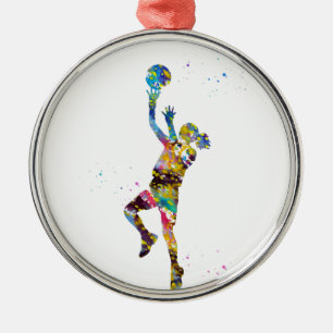 Girl basketball player metal ornament