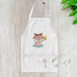Girl Bath Time Fun with Rubber Duck and Bubbles  Standard Apron