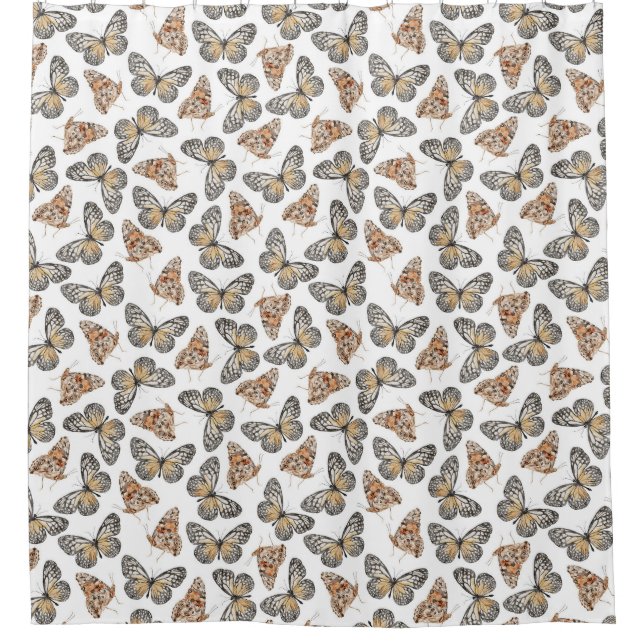 Girl Bathroom decor, Monarch Butterfly Shower Curtain (Front)