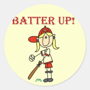 Girl Batter Up Baseball Tshirts and Gifts Classic Round Sticker