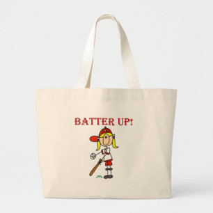 Girl Batter Up Baseball Tshirts and Gifts Large Tote Bag