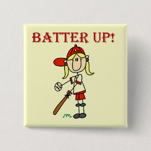 Girl Batter Up Tshirts and Gifts 15 Cm Square Badge