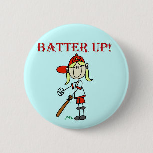Girl Batter Up Tshirts and Gifts 6 Cm Round Badge
