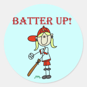 Girl Batter Up Tshirts and Gifts Classic Round Sticker