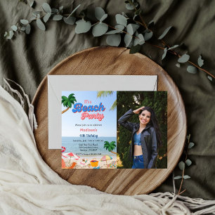 Girl beach party birthday,tropical birthday invitation