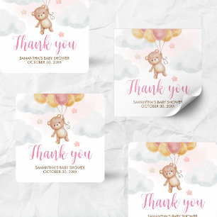Girl Bear Bearly Wait Baby Shower Square Sticker