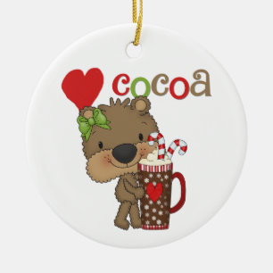 Girl Bear Cocoa Love Ceramic Ornament