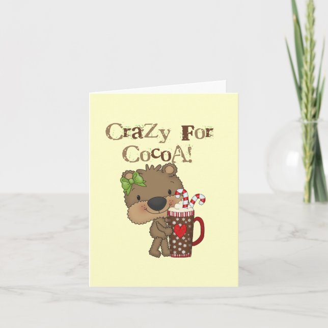 Girl Bear Crazy For Cocoa Holiday Card (Front)