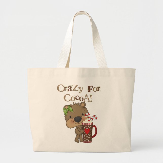 Girl Bear Crazy For Cocoa Large Tote Bag (Front)