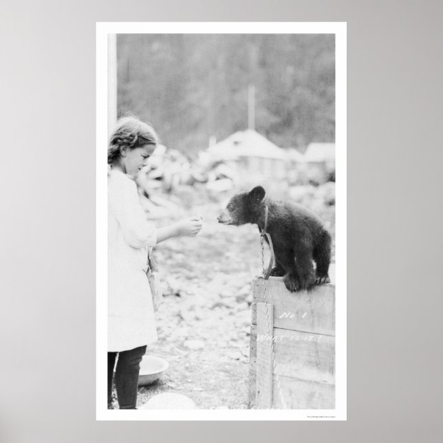 Girl & Bear Seward, Alaska 1912 Poster (Front)