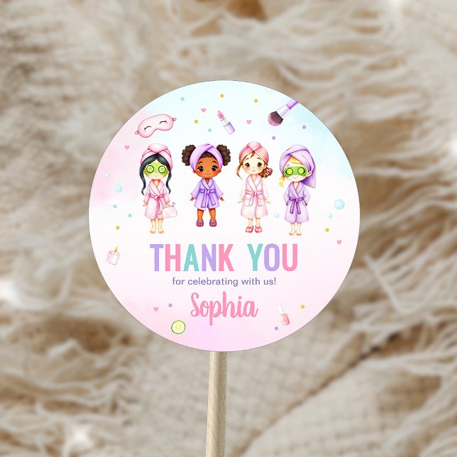 Girl Beauty Spa Party Birthday Party Classic Round Sticker (Creator Uploaded)