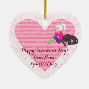 Girl Being in love Ceramic Ornament