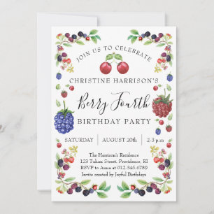 Girl Berry Fourth Birthday Party Invitation