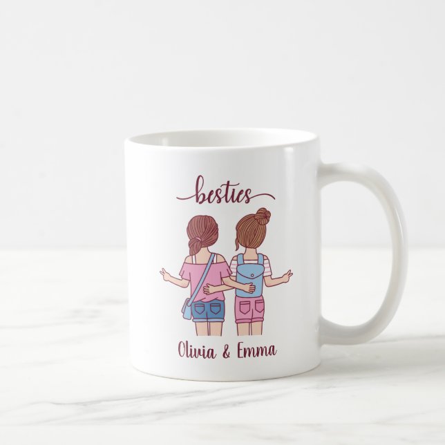 Girl Besties Best Friends Personalised Coffee Mug (Right)